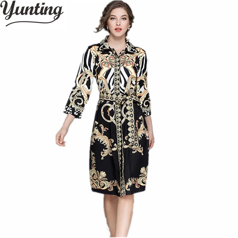 HIGH QUALITY 2022 Newest Fashion Women's Elegant Print Designer Runway Dress Flowy floral dresses