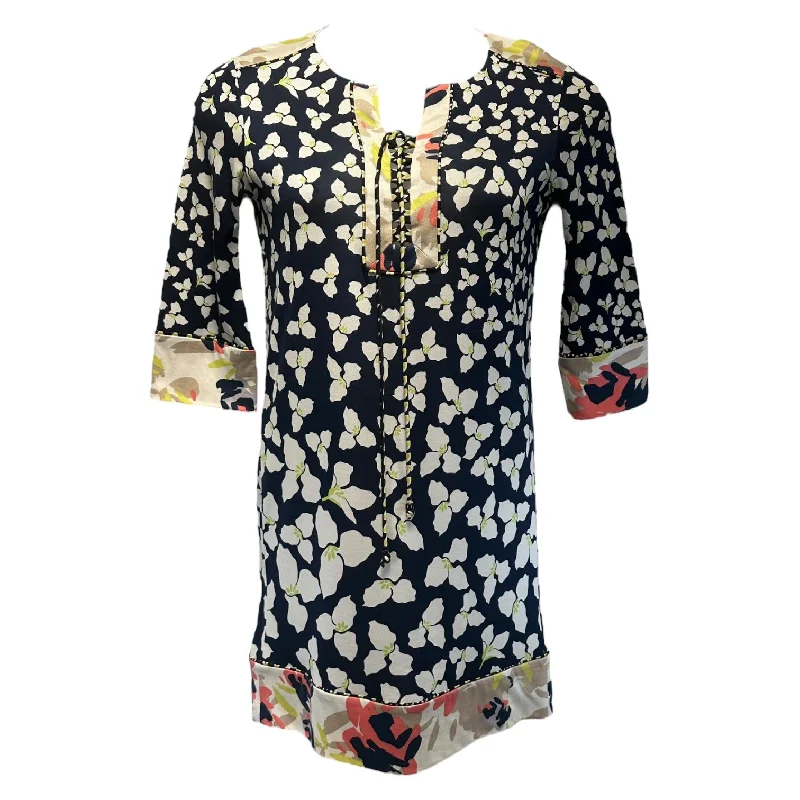 Trella 100% Silk Floral Lace Up 3/4 Sleeve Dress Designer By Diane Von Furstenberg In Floral Print, Size: 6 Party floral dresses