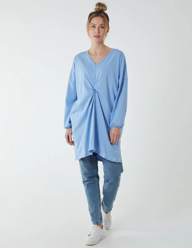 Twist Front Cotton Tunic With Side Pocket Wrap unclassified dresses