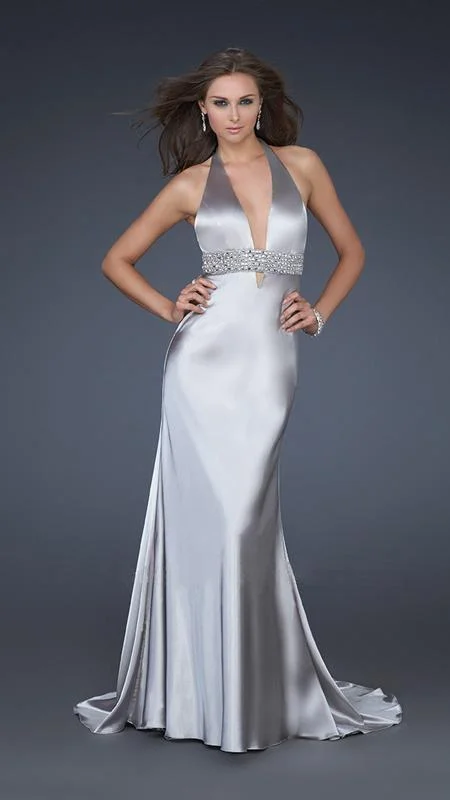 La Femme - 14743 Plunging Halter Evening Gown Vintage unclassified dresses