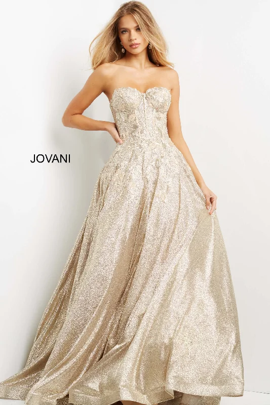 Glitter Strapless A-line Gown by Jovani 07497 Velvet unclassified dresses