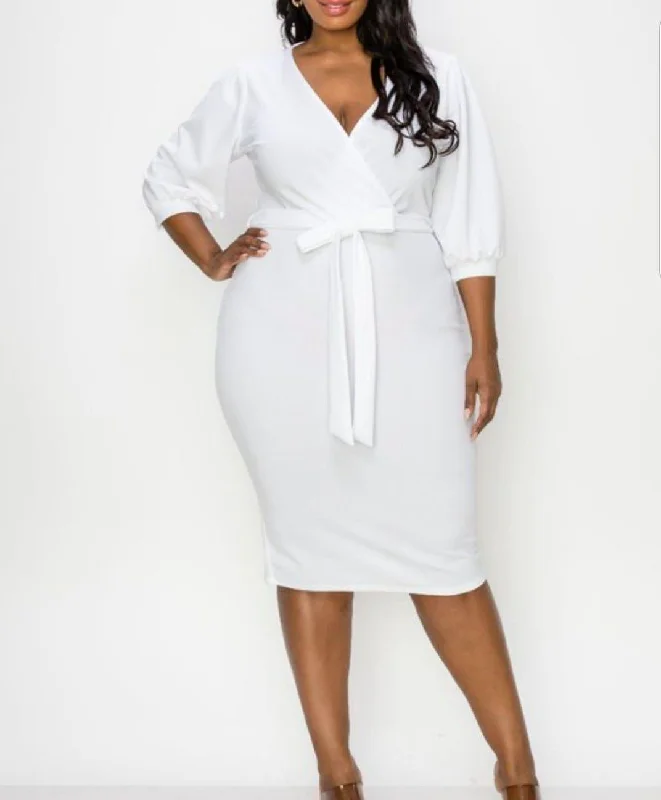 Latoya V-Neckline Dress-White Lightweight unclassified dresses