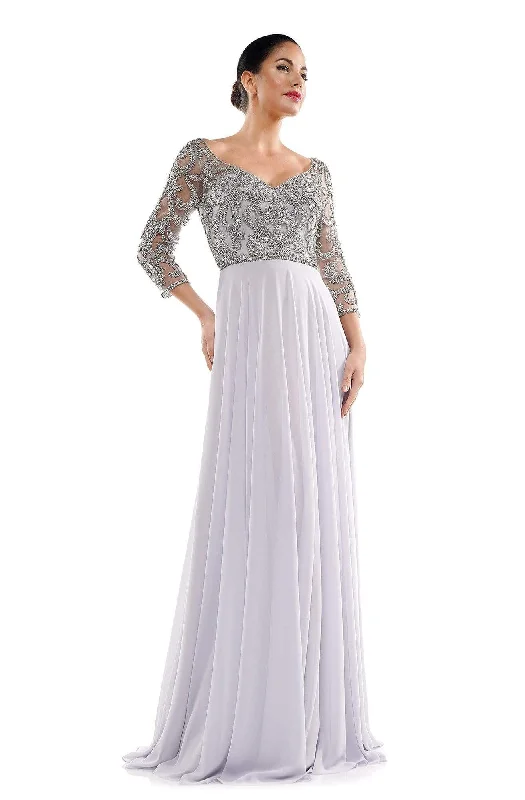 Marsoni by Colors - MV1042 Beaded V-Neck Chiffon Evening Gown Corset unclassified dresses