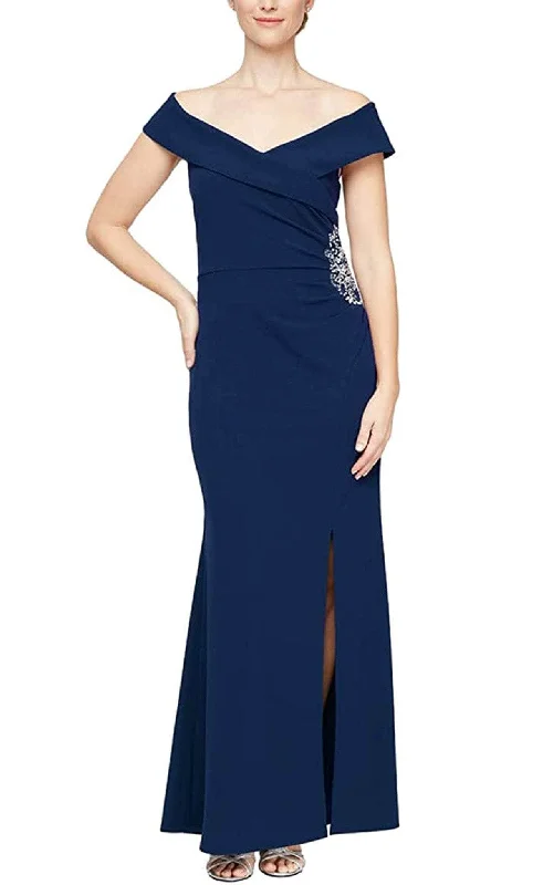 SLNY 9137212 - V-Neck Beaded Appliqued Evening Dress Summer unclassified dresses