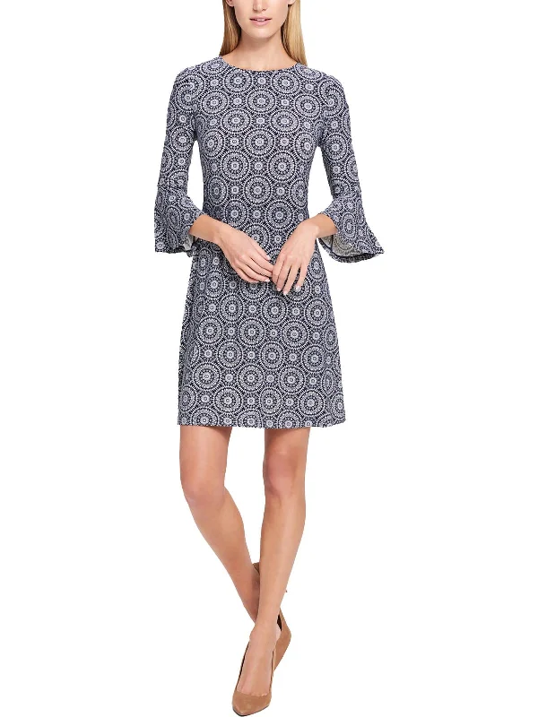 Petites Womens Printed Mini Wear to Work Dress Mini Skirt Look