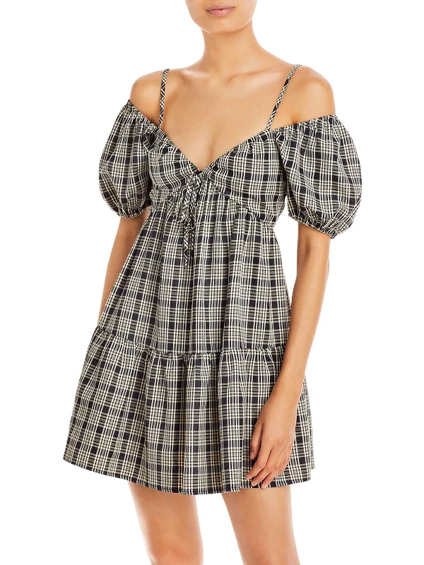 Womens Plaid Mini Mini Dress Comfortable Mini Skirt