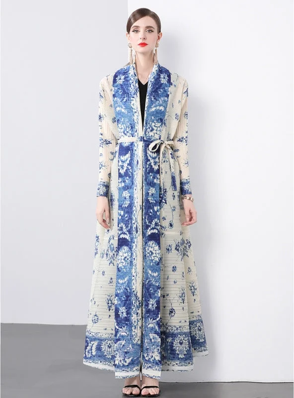 Women Loose Large Size Print Long Coat Elegant Long Skirt