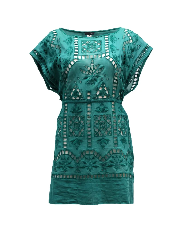 Isabel Marant Lace Cover Up Dress in Green Cotton Pink Lace Dress