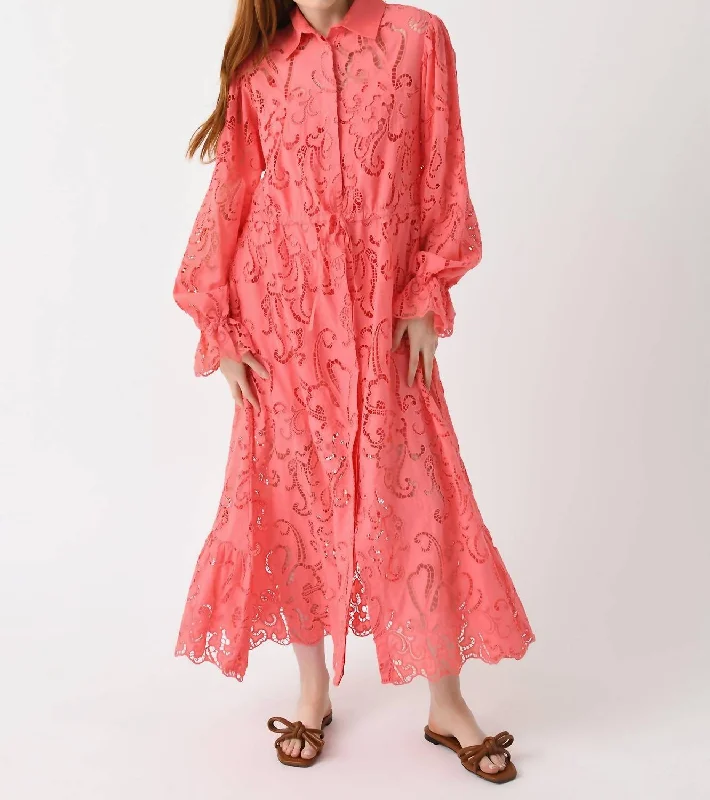 Judy Lace Dress In Peach Lace Dress Glow