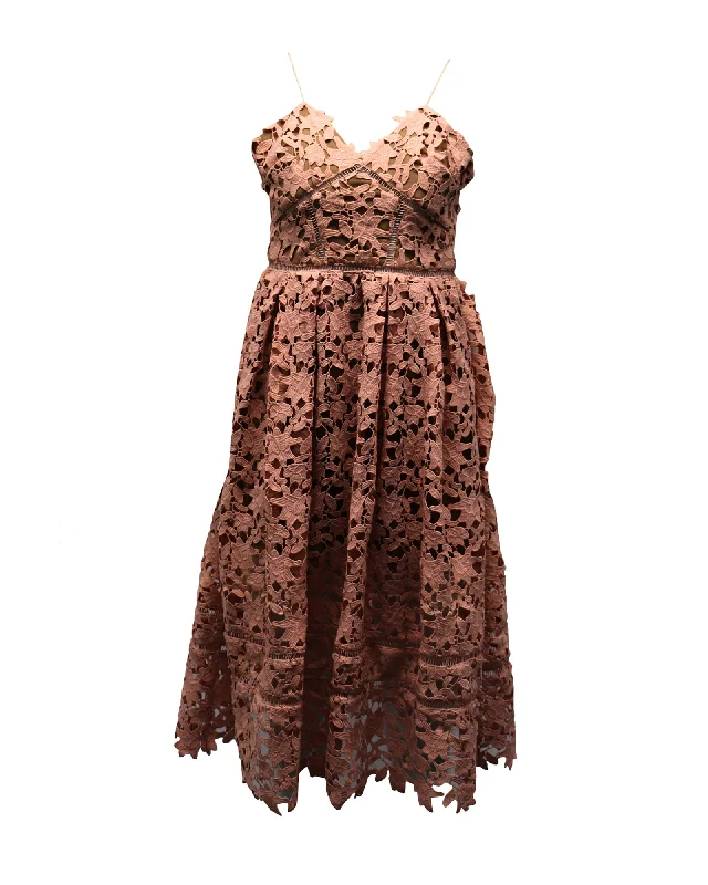 Self-Portrait Azaelea Lace Dress in Pastel Pink Polyester Lace Dress Appeal