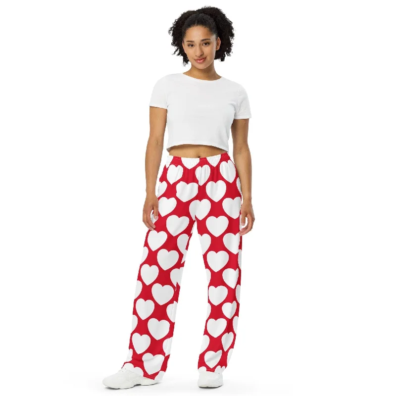 ELLIE LOVE red white - Unisex wide-leg pants