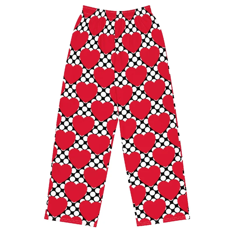 ELLIE LOVE DOT red black - Unisex wide-leg pants